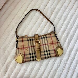 Burberry Beige and Black Plaid Shoulder Bag